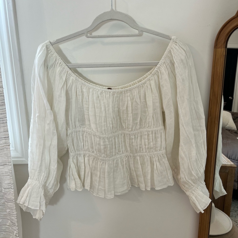 White Free People Blouse Size Medium